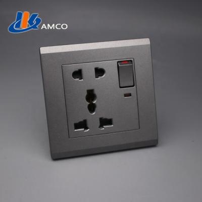 China Popular HKAMCO Even Residential / Multi-Purpose Wall Switch With Socket In Banglades Gray Color for sale