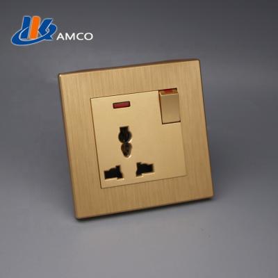 China HKAMCO residential / general purpose COPPER WALL SOCKET material GOLD brushed panel for sale