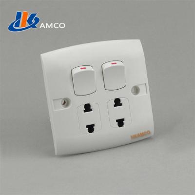 China Silver Color Contact Copper PC Plastic Material HKAMCO 10A 2+2 SWITCH SOCKET for sale