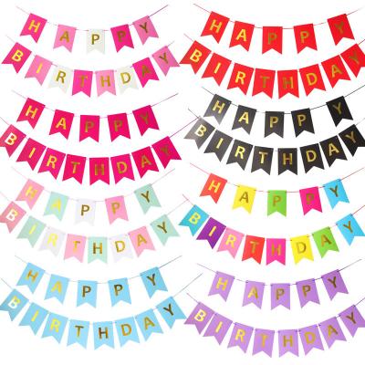 China Decorations Banners Spot Supply Birthday Flag Pull Baby's First Birthday Party Decorations Happy Birthday Banner Gold Letters Fishtails Flag Pull for sale