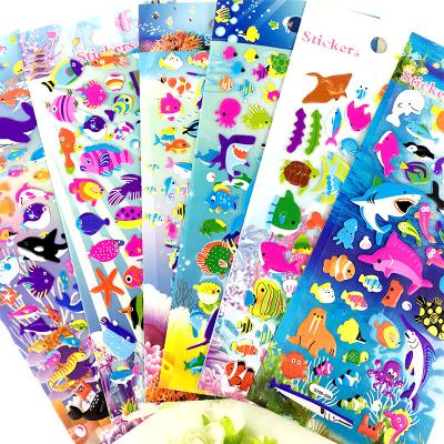 China Wholesale Custom Reusable Sponge Waterproof Reusable Cute Animal Foam Kawaii Cartoon Sticker Ocean 3D Stickers Puffy Fish Sticker for Kid for sale