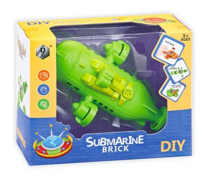 China Assembling toy vehicle DIY plastic play submarine construction and disassembly toy brick to pull back toy car for kids for sale