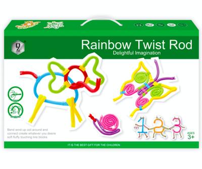 China 2021 New Safe and Environmental Toys 84Pcs Kids DIY Blocks Flexible Intelligence Toys For Kids Rainbow Twisting Rod With Puzzle for sale