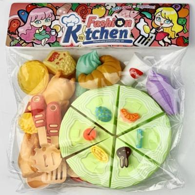 China Plastic Kitchen Toys 2021 New Popular Kitchen Tableware Cooking Food Set 18pcs Toys Kitchen Play Set for sale