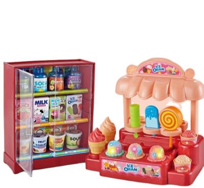 China Music With Lights Ice Cream Table Fridge Toy Combination Set Popular Hot Selling Family Educational Toys for sale