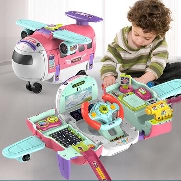 China Safe and Environmental Multifunctional Deformable Airplanes Kids Driving Educational Simulation Adventure Toy with Light and Sound for sale