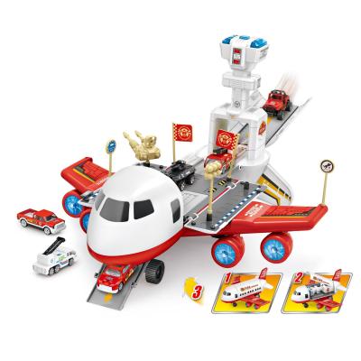 China Safe and Environmental Kids Deformable Airplanes Pull In Parking Lot Disassembling Alloy Toy Cars Track Toy for sale