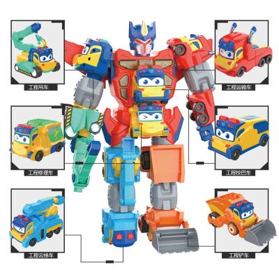 China Cartoon Toy 7 in 1 DIY Assembly Magnetic Toy Deformed Engineering Car Transformable Robot Modeling Truck Various for sale