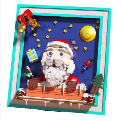 China Hot Assembled Building Toy Santa Claus Building Block Photo Frame Children's Building Block Toys Gifts for sale