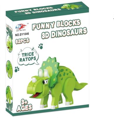 China 62pcs Eco-friendly Cartoon Hoist Ratops Dinosaur Assembled Toys EVA 3D Foam Building Blocks Puzzles for sale