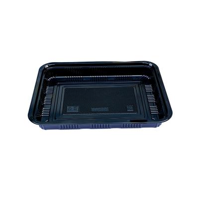 China High Standard Disposable Black With Pattern Disposable Plastic PS Sushi Box for sale