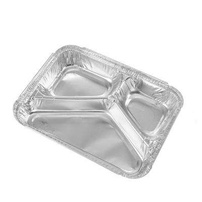 China Hot Selling Disposable Food Easy Operation Aluminum Foil Food Containers 3 Box for sale