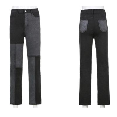 China High Tone Jeans Street Casual Straight Two Size Denim Spliced ​​Jeans Wholesale QUICK DRY for sale