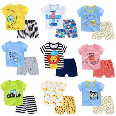 China Summer Casual Hot Sale Children's Clothing Sets 100 Different Design Baby Boy Clothing Sets 2pcs T-shirt Kids Clothes for sale