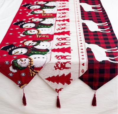 China Creative European Christamas Home Decoration Hot Style Christmas Decoration Cotton And Embroidery Christmas Table Cloth Flag for sale