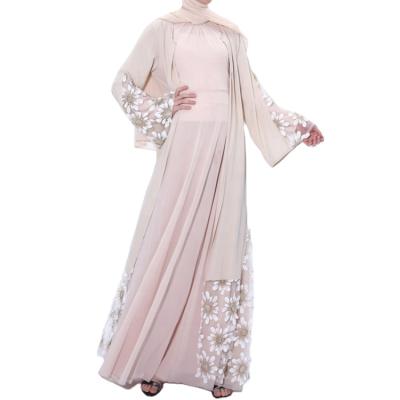 China Mesh muslim dress 2021 islamic muslim robe turban long robe floral hippie robe muslim clothing dress for sale