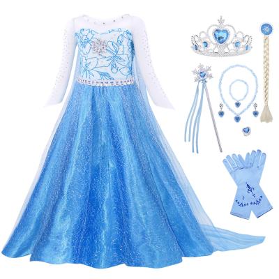 China Princess Clothes Dresses Christmas Carnival Anna Elsa Cosplay Dress Children Party Mesh Girls Halloween Costume For Kids POLYESTER for sale