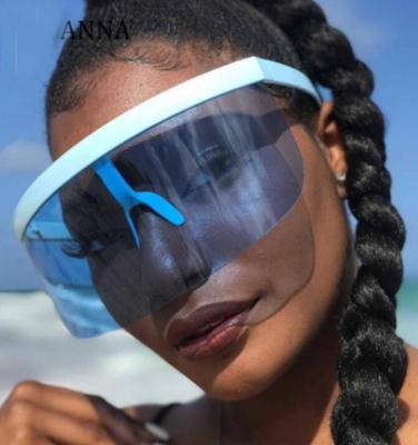 China Fashion Sunglasses Designer Oversized Shield Visor Sunglasses Frame Mirror Big Shading Sun Glasses Windproof Eyewear Women Men 2021 for sale