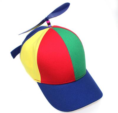 China JOINT Best Selling 2021 Colorful Dragonfly Detachable Propeller Bamboo Parent Kid Toy Hat Baseball Hats for sale