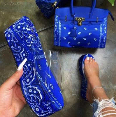 China Fashion Trend Paisley Bandana Printed Summer Bandana Women's Slides Slippers Platform Sandals Shoes 2021 Sandals for sale