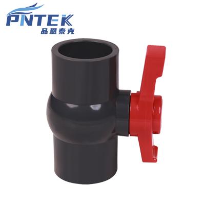 China IRRIGATION AND CONSTRUCTION PNTEK 4 Inch UPVC Compact Square Black Body Handle Butterfly Red Ball Valve Parts for sale