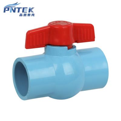 China IRRIGATION AND CONSTRUCTION PNTEK Thailand Inlet Water Control PVC Contract Standard Ball Valve With Blue Color Butterfly Handle for sale