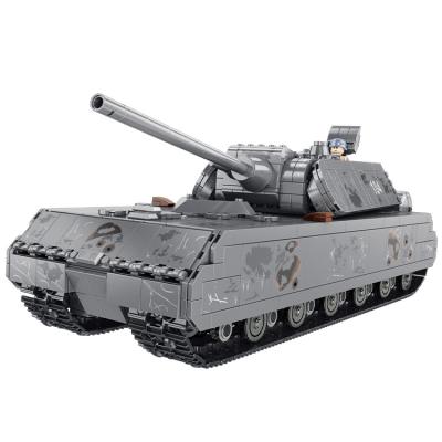 China DIY German Building Brick HUAHUI 628009 WWII Rat Heavy Tank Bricks Set 2127pcs Military Building Block Kids Educational Toy for sale