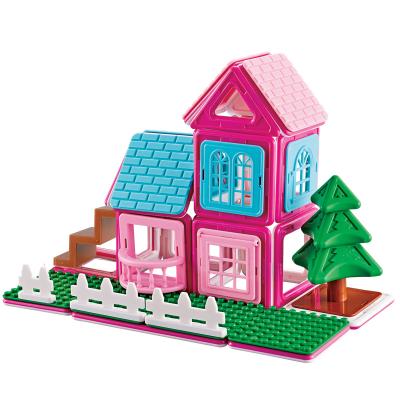 China Educational DIY Building Brick 3D Construction Toys 46PCS Princess Villa House Toys Playing Modeling Set Magnetic Blocks For Girls for sale