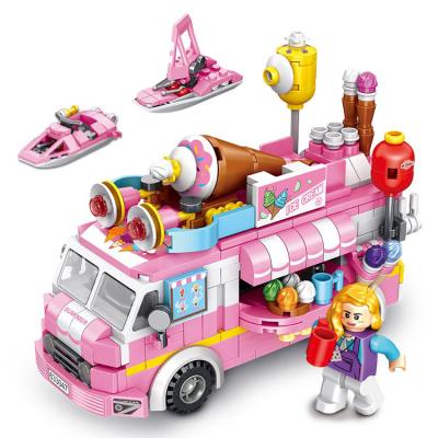 China DIY Building Brick HUAHUI Brick 533PCS Ice Cream Car Building Block Set Ice Cream Car Block Set Gift For Kid DIY Ice Cream Car Styling Set for sale