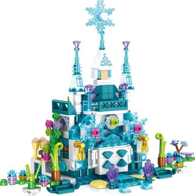 China HUAHUI 633048 DIY Brick Building Blocks 554pcs Toy Princess Castle Toys Building Sets for Girl 12 Models Palace and Snowman Bricks Ice-Blue Kits for sale