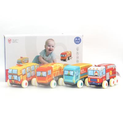 China Best Environmental Friendly Wholesale Four Pack Baby Cartoon Six-Wheeled Cloth Cart Plastic Peeping Toys Educational Children for sale