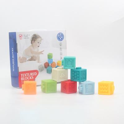 China Environmental Friendly Promotional Sale Peep 8 Pieces Baby Building Blocks Silicone Kids Toys Soft Plastic for sale