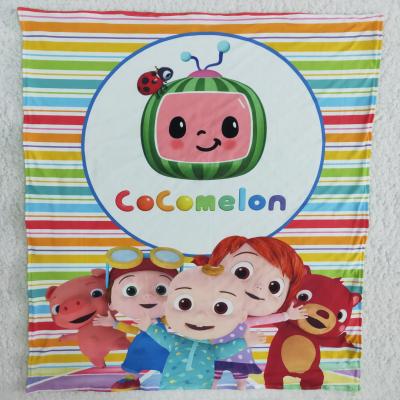 China Wholesale Soft No MOQ Soft Baby Blanket High Quality Cartoon Print Cute 2021 New Design Bule Blanket for sale