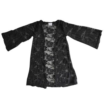 China Plus size black lace trim coat baby coats outwear summer fashion design boutique child clothing new for sale