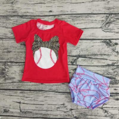 China 2020 Cute Baby Kids Toddler Underwear Summer Boutique Design Baseball Casual Tops Clothing Sets Outfits 2 Pieces for sale