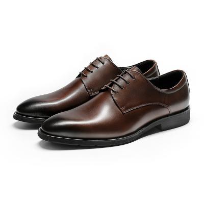 China Classic Men's Derby Shoes Elegant Genuine Leather Handmade Men's Breathable Leather Dress Shoes Elegant Wedding Shoes for sale