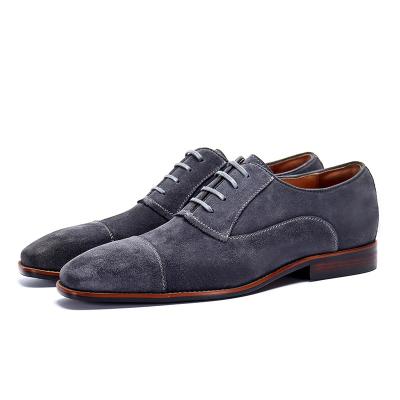 China Anti-slippery Suede Lace Up Oxfords Classic Genuine Leather Comfortable Modern Plain Toe Dress Shoes For Men for sale