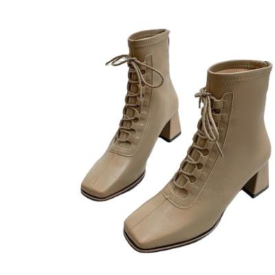 China Size Increasing Lace Up Martin Boots Ladies High Heel Boots Women Casual Boots Spring Winter New Women High Heel Ankle Boots For Women for sale