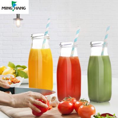 China Hot Sale 200ml 250ml 500ml Beverage Glass Bottle Beverage Bottle Glass Transparent Milk Bottle for sale