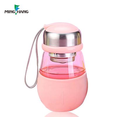 China Kawaii Glass Water Bottle Portable Leakproof Transparent Drinking Bottle Viable For Travel Sports Cup for sale