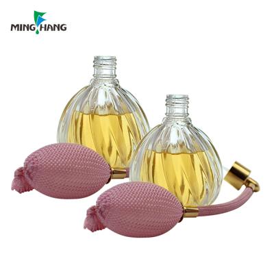 China Wholesale New Design 30ml Sample Recycable Printing Machine Weight Glass Custom Perfume Bottles With Bulb Atomizer for sale