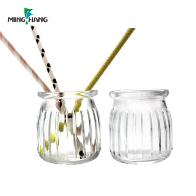 China 100% Recyclable Bird's Nest Shape Glass Pudding Jar Yogurt Jars Clear Glass Milk Bottle 200ml for sale