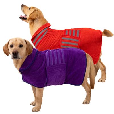 China Viable Microfiber Dog Drying Coat Robe Towel Dog Bathrobe To Absorb Closed Dry Robe Dog Robe for sale