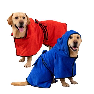 China Sustainably Soft Super Absorbent Microfiber Dog Bathrobe 100% Super Soft Microfiber Dog Drying Towel Robe With Hood for sale