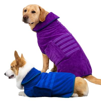 China Sustainable Dog Drying Coat Towel Dog Bathrobe Absorb Moisture And Dry Pet Puppy Quickly Bathing Accessories for sale