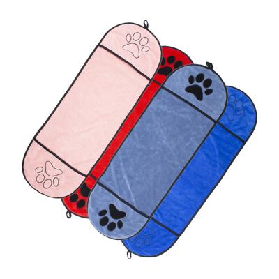 China Dog Viable Towel Soft Microfiber Absorbent Machine Washable With Hand Pocket Pet Bath Towel Suitable For Dog Bathing for sale