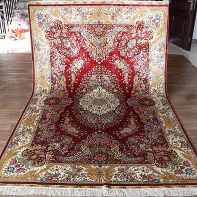 China Persian/Turkish Henan Bosi 6'x9' Red Handmade Silk Rug Made In China Luxury Home Textile Persian Silk Rug for sale