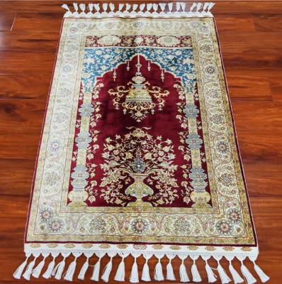 China Discount Chinese Persian Silk Blankets For Sale Handmade Carpet Prayer Rug 2.5x4ft for sale