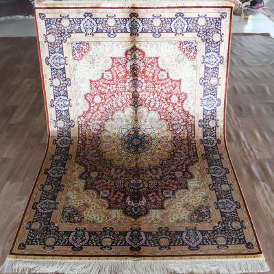 China Persian/Turkish Henan Bosi 4'x6 Turkey Silk Blanket Red Turkish Designs Handmade Persian Oriental Style Rugs Silk Rugs for sale