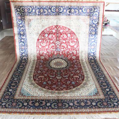 China Henan Bosi silk rug 6' x9' x9' x9' x9' x9' Turkish Silk Red Bohemian Handmade Home Textile Handmade Home Textile Silk Rug Turkish Rug for sale